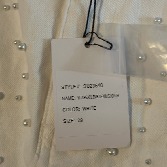 Generation Love Womens Vita Pearl Embellished Denim Shorts in White Size 29 - Picture 3 of 5